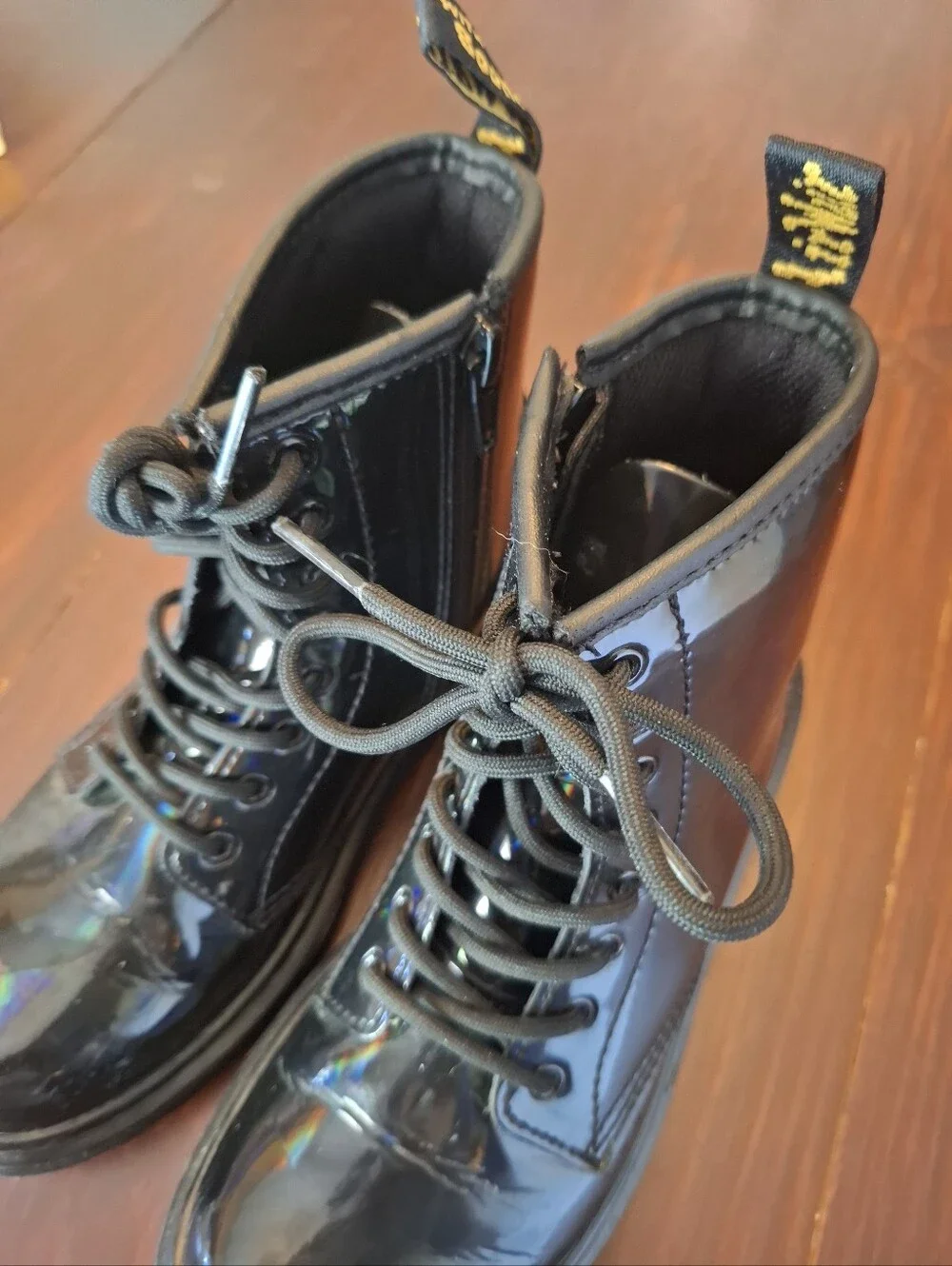 Dr. Martens Kids 1460J Black Patent Leather Combat Boots Size 3